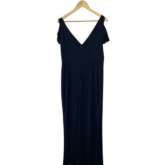 Calvin Klein Front & Back Navy Blue Deep V Sleeveless Sheath Dress Women's 12 - Picture 1 of 11